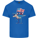 USA T-Rex Gnome American Flag Dinosaur Mens Cotton T-Shirt Tee Top Royal Blue