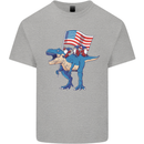 USA T-Rex Gnome American Flag Dinosaur Mens Cotton T-Shirt Tee Top Sports Grey