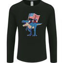 USA T-Rex Gnome American Flag Dinosaur Mens Long Sleeve T-Shirt Black