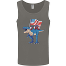 USA T-Rex Gnome American Flag Dinosaur Mens Vest Tank Top Charcoal
