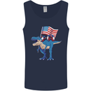 USA T-Rex Gnome American Flag Dinosaur Mens Vest Tank Top Navy Blue