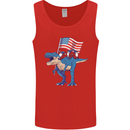 USA T-Rex Gnome American Flag Dinosaur Mens Vest Tank Top Red