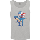 USA T-Rex Gnome American Flag Dinosaur Mens Vest Tank Top Sports Grey