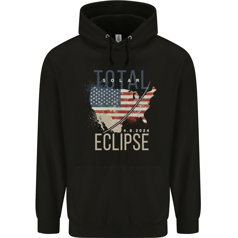 USA Total Solar Eclipse Childrens Kids Hoodie Black