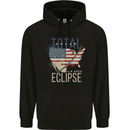 USA Total Solar Eclipse Mens 80% Cotton Hoodie Black