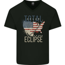 USA Total Solar Eclipse Mens V-Neck Cotton T-Shirt Black