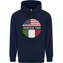 USA and Italian Heritage Italy American Flag Childrens Kids Hoodie Navy Blue