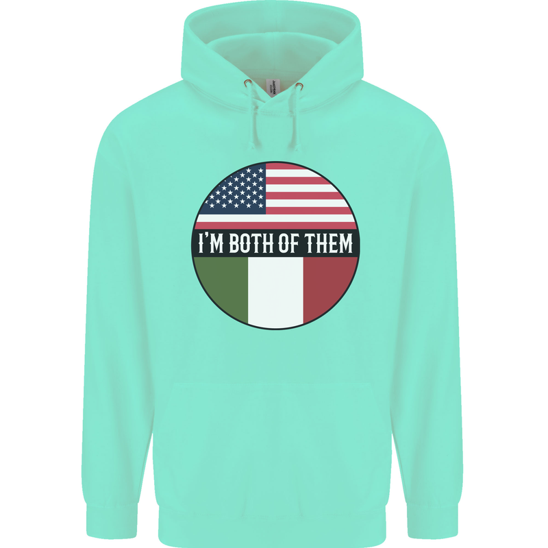 USA and Italian Heritage Italy American Flag Childrens Kids Hoodie Peppermint