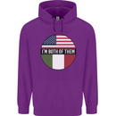 USA and Italian Heritage Italy American Flag Childrens Kids Hoodie Purple