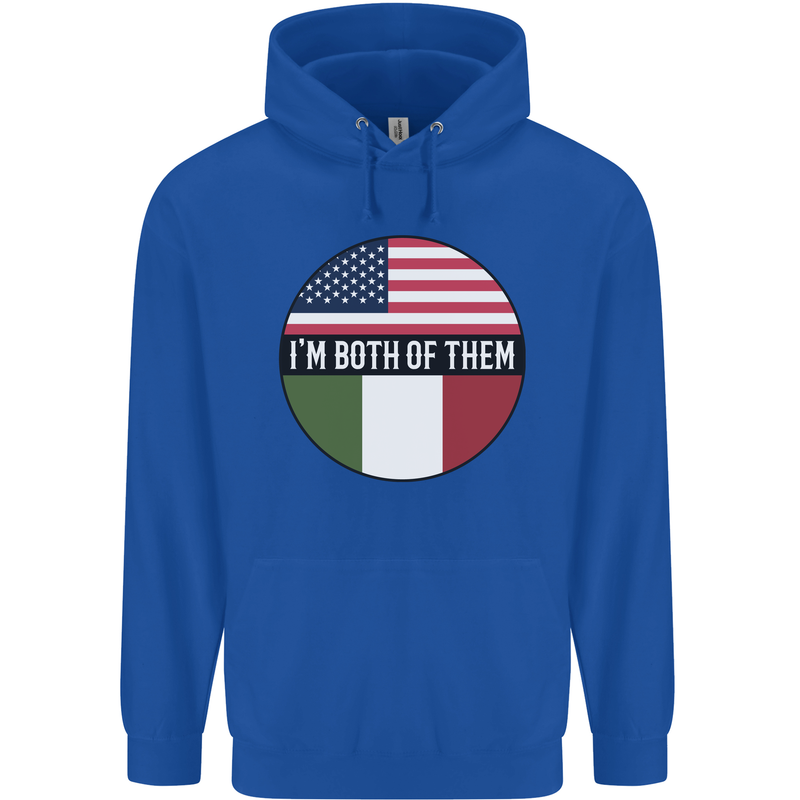 USA and Italian Heritage Italy American Flag Childrens Kids Hoodie Royal Blue