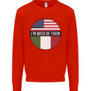 USA and Italian Heritage Italy American Flag Kids Sweatshirt Jumper Bright Red