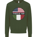 USA and Italian Heritage Italy American Flag Kids Sweatshirt Jumper Forest Green