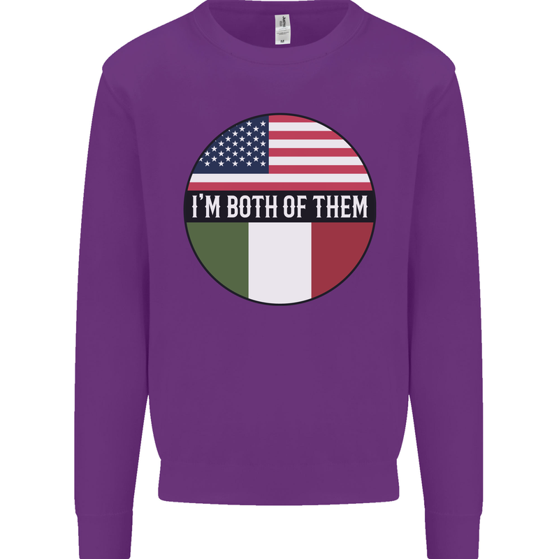 USA and Italian Heritage Italy American Flag Kids Sweatshirt Jumper Purple