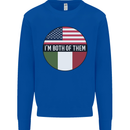 USA and Italian Heritage Italy American Flag Kids Sweatshirt Jumper Royal Blue