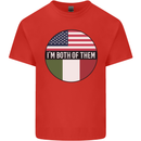 USA and Italian Heritage Italy American Flag Kids T-Shirt Childrens Red