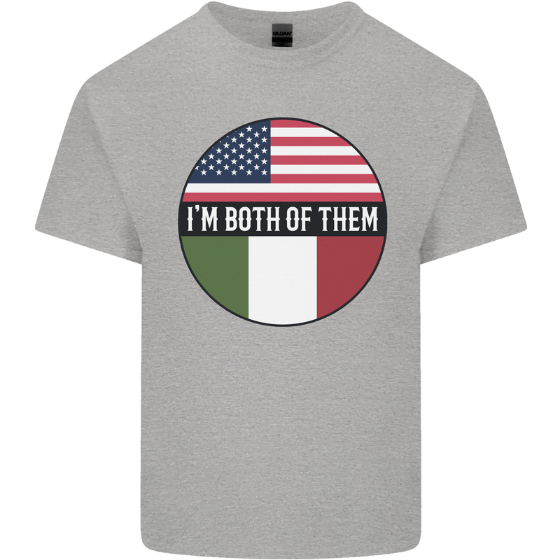 USA and Italian Heritage Italy American Flag Kids T-Shirt Childrens Sports Grey