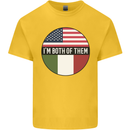 USA and Italian Heritage Italy American Flag Kids T-Shirt Childrens Yellow