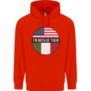 USA and Italian Heritage Italy American Flag Mens 80% Cotton Hoodie Bright Red