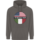 USA and Italian Heritage Italy American Flag Mens 80% Cotton Hoodie Charcoal