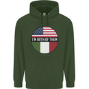 USA and Italian Heritage Italy American Flag Mens 80% Cotton Hoodie Forest Green