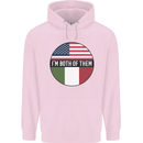 USA and Italian Heritage Italy American Flag Mens 80% Cotton Hoodie Light Pink