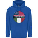 USA and Italian Heritage Italy American Flag Mens 80% Cotton Hoodie Royal Blue