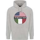 USA and Italian Heritage Italy American Flag Mens 80% Cotton Hoodie Sports Grey