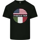 USA and Italian Heritage Italy American Flag Mens Cotton T-Shirt Tee Top Black