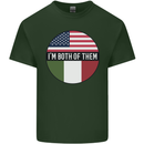 USA and Italian Heritage Italy American Flag Mens Cotton T-Shirt Tee Top Forest Green