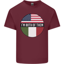 USA and Italian Heritage Italy American Flag Mens Cotton T-Shirt Tee Top Maroon