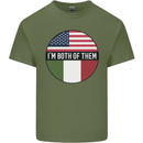 USA and Italian Heritage Italy American Flag Mens Cotton T-Shirt Tee Top Military Green