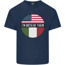 USA and Italian Heritage Italy American Flag Mens Cotton T-Shirt Tee Top Navy Blue