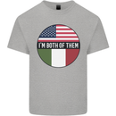 USA and Italian Heritage Italy American Flag Mens Cotton T-Shirt Tee Top Sports Grey