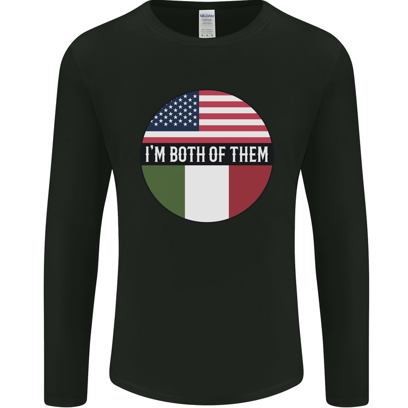 USA and Italian Heritage Italy American Flag Mens Long Sleeve T-Shirt Black