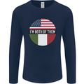 USA and Italian Heritage Italy American Flag Mens Long Sleeve T-Shirt Navy Blue