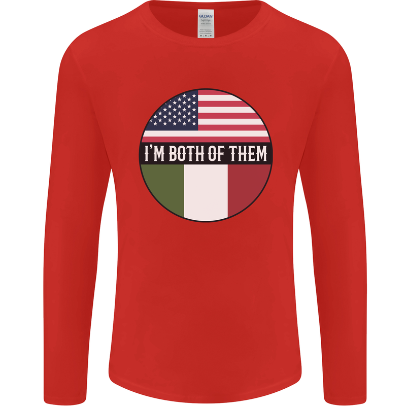 USA and Italian Heritage Italy American Flag Mens Long Sleeve T-Shirt Red