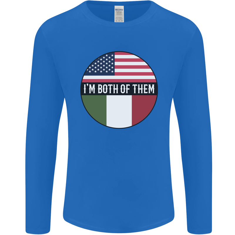 USA and Italian Heritage Italy American Flag Mens Long Sleeve T-Shirt Royal Blue