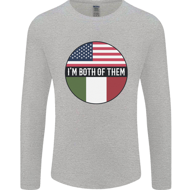 USA and Italian Heritage Italy American Flag Mens Long Sleeve T-Shirt Sports Grey