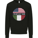 USA and Italian Heritage Italy American Flag Mens Sweatshirt Jumper Black
