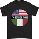 USA and Italian Heritage Italy American Flag Mens T-Shirt 100% Cotton Black