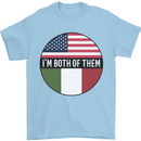 USA and Italian Heritage Italy American Flag Mens T-Shirt 100% Cotton Light Blue