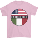USA and Italian Heritage Italy American Flag Mens T-Shirt 100% Cotton Light Pink