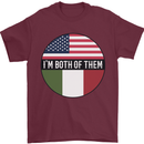USA and Italian Heritage Italy American Flag Mens T-Shirt 100% Cotton Maroon