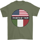 USA and Italian Heritage Italy American Flag Mens T-Shirt 100% Cotton Military Green