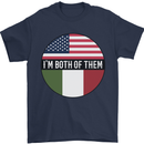 USA and Italian Heritage Italy American Flag Mens T-Shirt 100% Cotton Navy Blue