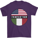 USA and Italian Heritage Italy American Flag Mens T-Shirt 100% Cotton Purple