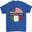 USA and Italian Heritage Italy American Flag Mens T-Shirt 100% Cotton Royal Blue