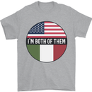 USA and Italian Heritage Italy American Flag Mens T-Shirt 100% Cotton Sports Grey