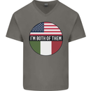 USA and Italian Heritage Italy American Flag Mens V-Neck Cotton T-Shirt Charcoal