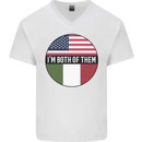USA and Italian Heritage Italy American Flag Mens V-Neck Cotton T-Shirt White